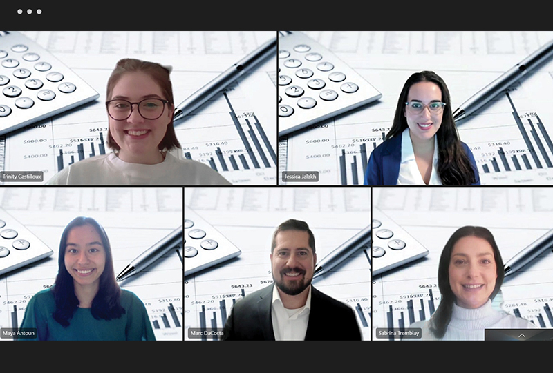 Finance and Procurement Team (from left to right): Trinity Castilloux, Jessica Jalakh, Maya Antoun, Marc Da Costa, Sabrina Tremblay.