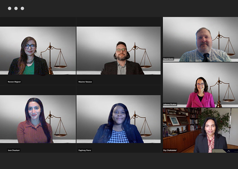 Legal Services Team (from left to right): Noreen Majeed, Maxime Vanasse, David Goetz, Jana Cheaitani, Daphney Pierre, Julianne Dunbar, Elsy Chakkalakal.