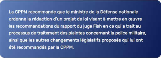 Appel à une réforme législative pour améliorer la surveillance civile de la police militaire